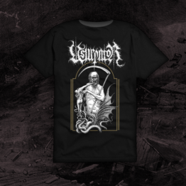 Usurpator T-Shirt, Motive: The God Saturn eating his Child, White and Gold Print on Black Garment